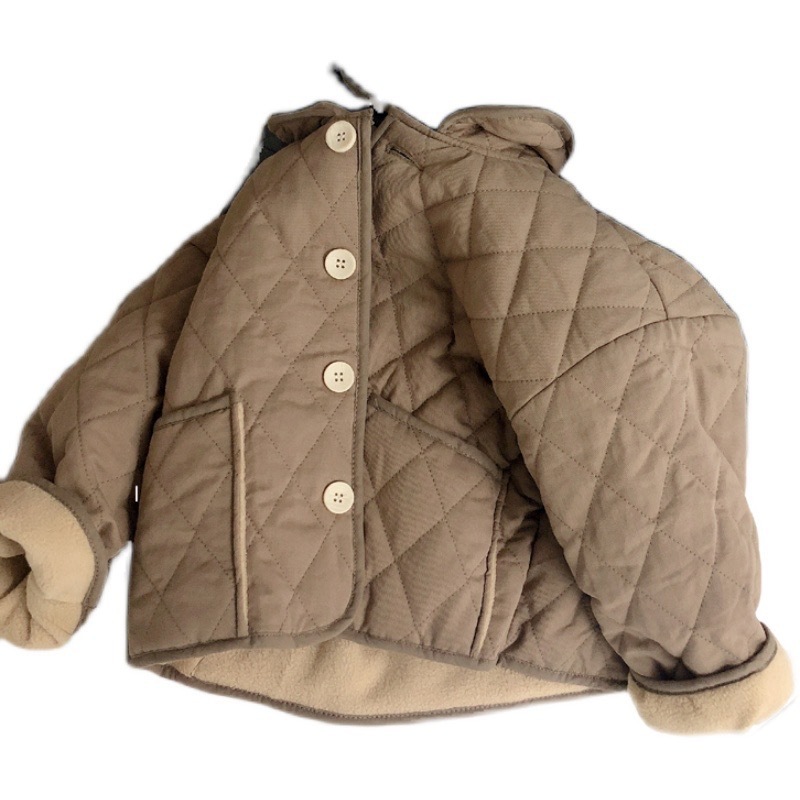 Abrigo acolchado de algodón engrosado para niños invierno Nuevo abrigo forrado de lana para niños de estilo coreano Abrigo acolchado de algodón de lana de cordero para niñas solapa abrigo cálido