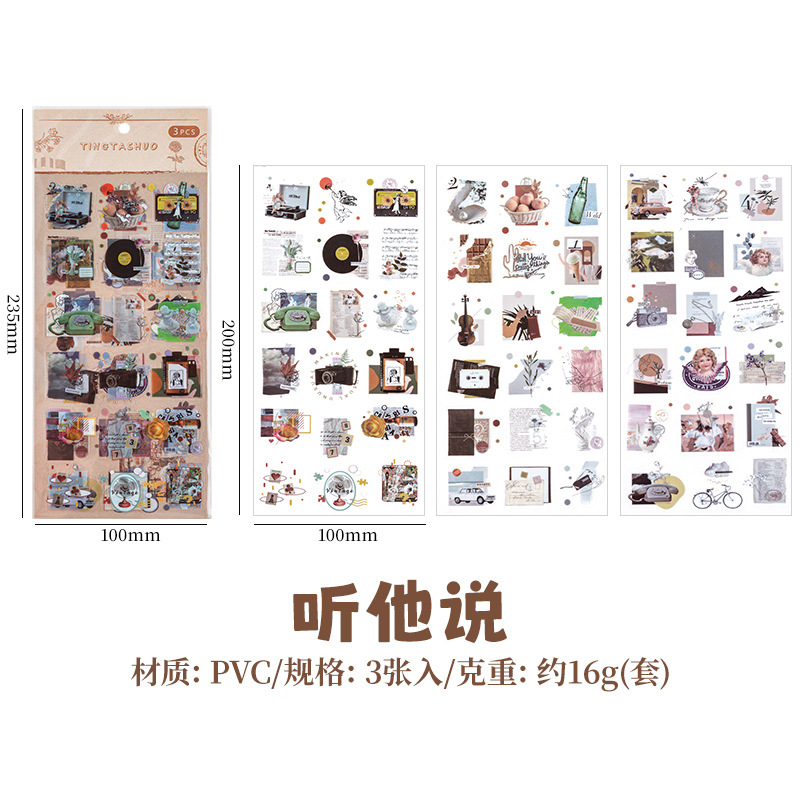 Nostálgico retro diario PVC impermeable pegatinas creativas de los niños lindos mascotas Goo tarjeta material decorativo bolsa