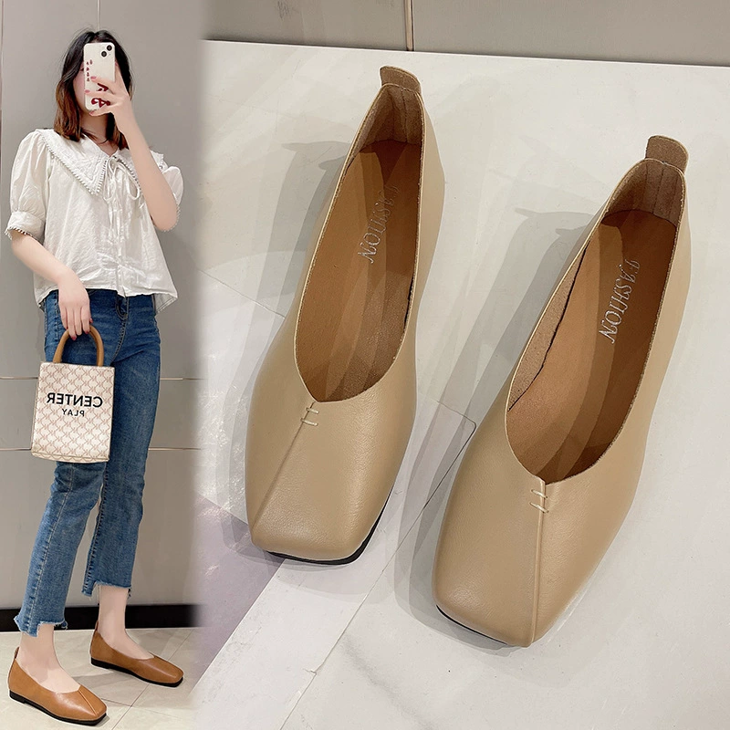 2024 весна-лето новые удобные туфли в горох на плоской подошве без шнуровки с круглым носком, повседневная Однослойная обувь японской внешней торговли с мелким ртом для женщин