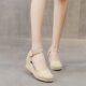 2024 New Korean Style Women's Sandals Wedge Sandals Comfortable Cross-border Trade Sandals Pointed Buckle Linen Women's Sandals