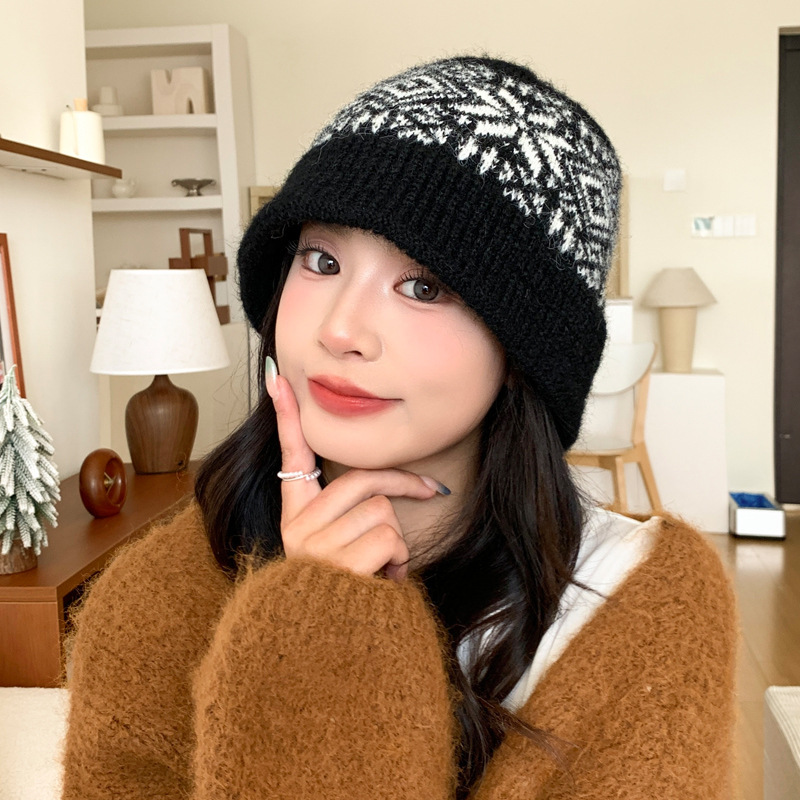 韩系百搭雪花保暖渔夫帽秋冬户外出行防风护耳帽休闲显脸小帽子女|undefined