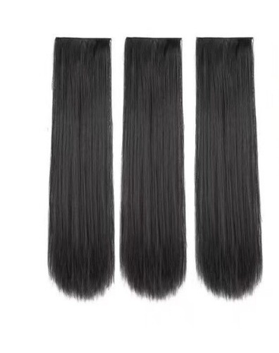 Women's fluffy three-piece wig for long straight hair, thin and docile pad hair roots, removable natural traceless hair extensions