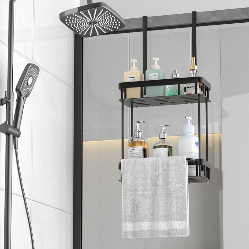 Rack de almacenamiento de artículos de baño transfronterizos sin perforación de puerta colgante trasera de inodoro tipo colgante multicapa de almacenamiento de artículos de baño