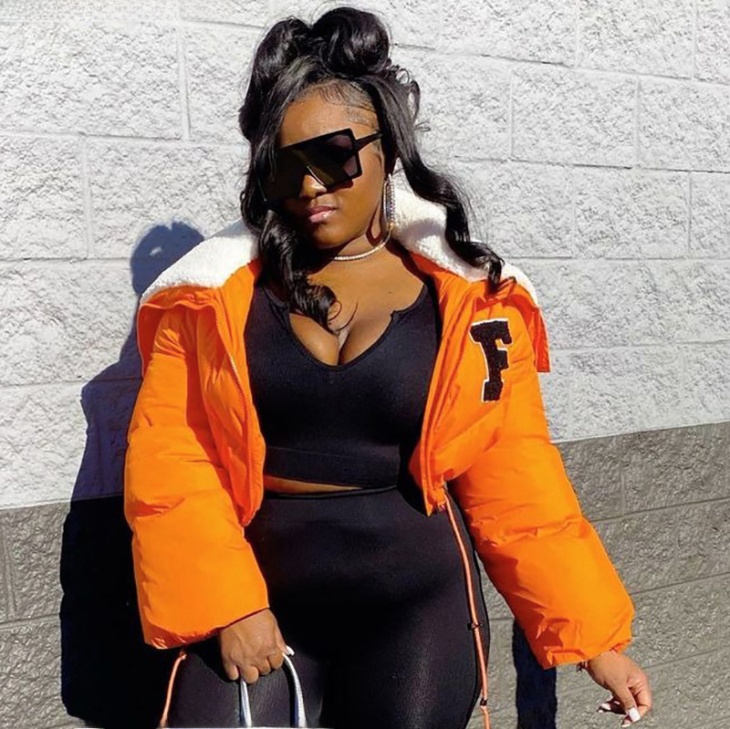 Q22TP392 European and American women's clothing 2022 autumn and winter New Fashion solid color embroidery North American small stand collar casual cot_voghion.com