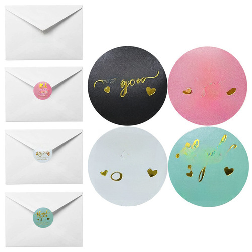 Amazon Assorted 4 Colors Gold Foil Round Thank You Baking 500 Pcs/Reel Self-Adhesive Label