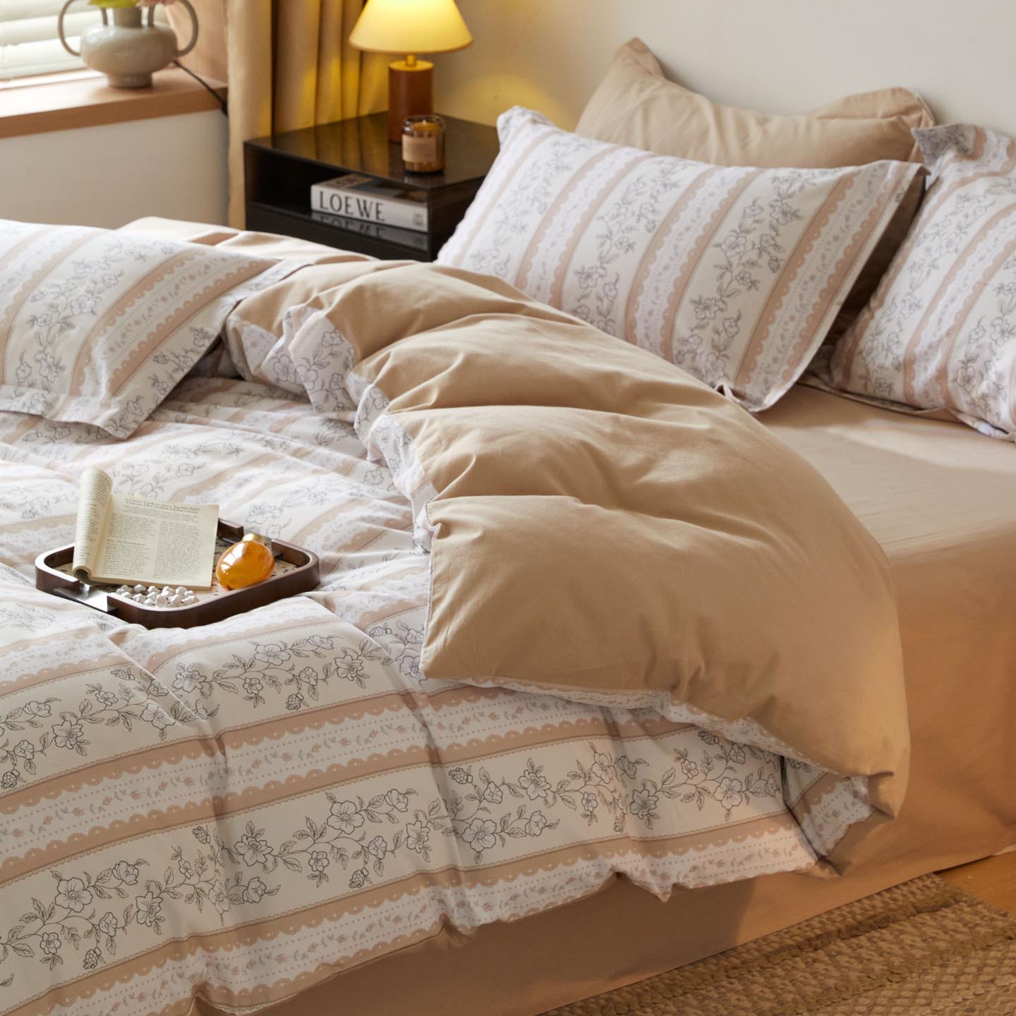 Algodón grueso de cuatro piezas, sábanas de algodón lavado con agua, dormitorios de estudiantes, tres piezas