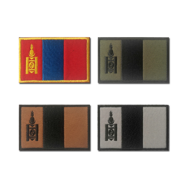 蒙古國旗刺繡補丁帶勾環魔術貼徽章包配用品魔術貼章布貼個性配飾