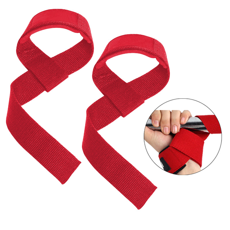 Fitness hard pull non-slip grip belt sports weightlifting power lifting belt hook pull-up barbell wrist strap polyester cotton thickened