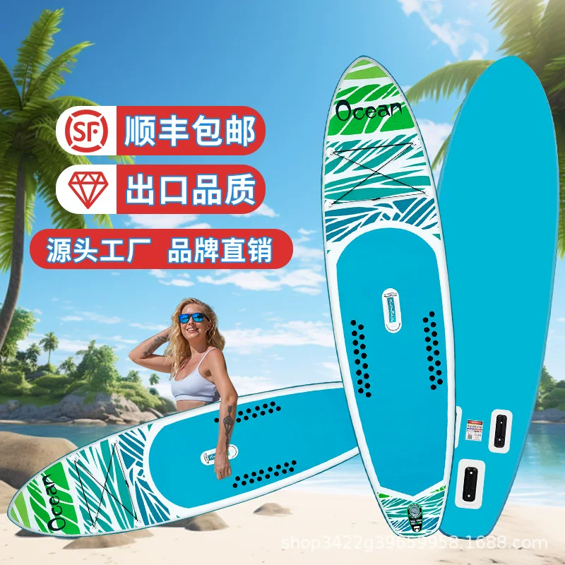 Надувная SUP доска (Inflatable), размеры 240–350×76–84×10–15 см, drop‑stitch, противоскользящая дека