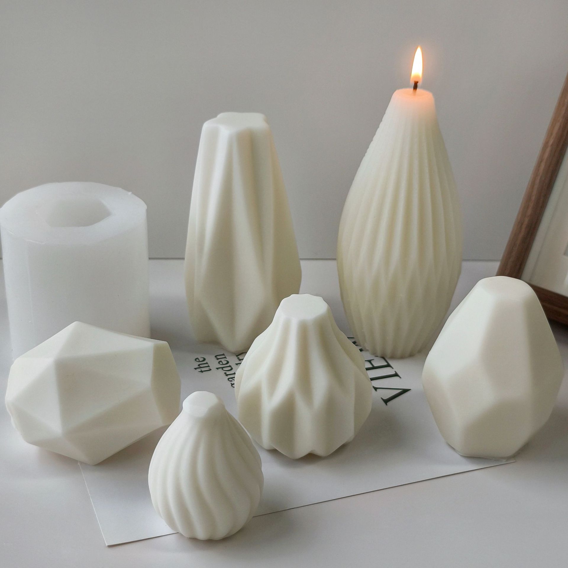 DIY aromaterapia vela molde de silicona hecho a mano decoración de vela en forma de abanico de origami linterna modelado molde