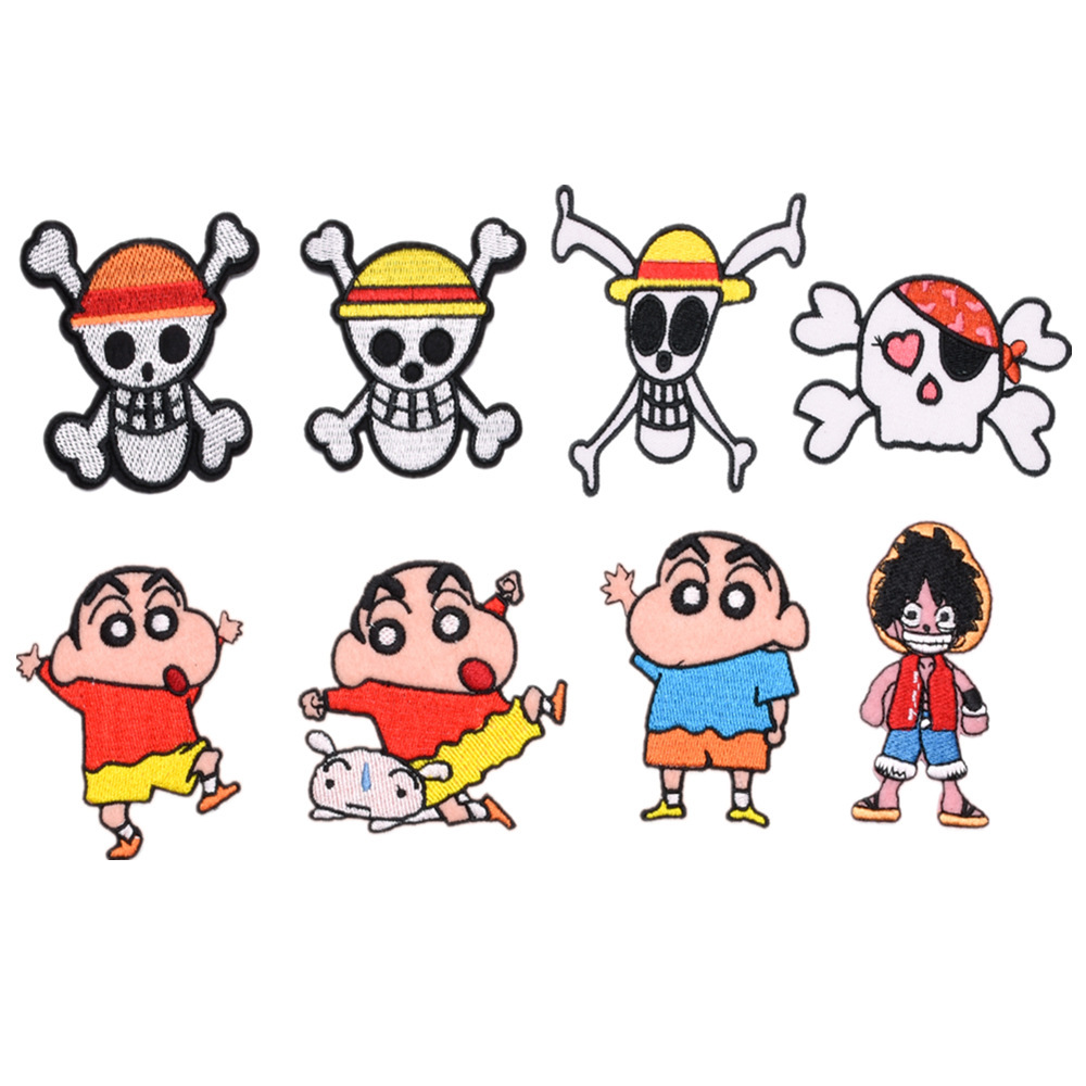 现货卡通动漫刺绣布贴日本动画蜡笔海贼王儿童服装辅料背胶补丁