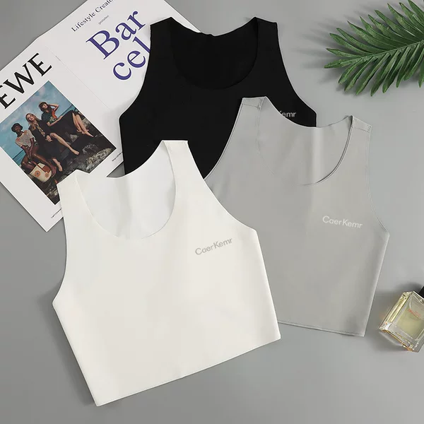 Women's seamless invisible chest T vest big chest small ladies breathable shoulder pullover sports underwear wholesale
