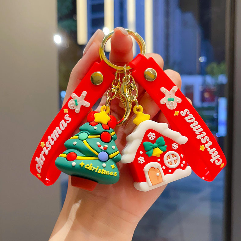 国境を越えたサンタクロースのキーホルダークリスマスペンダントクリスマスツリートナカイ人形バッグキーホルダープレゼント卸売り|undefined
