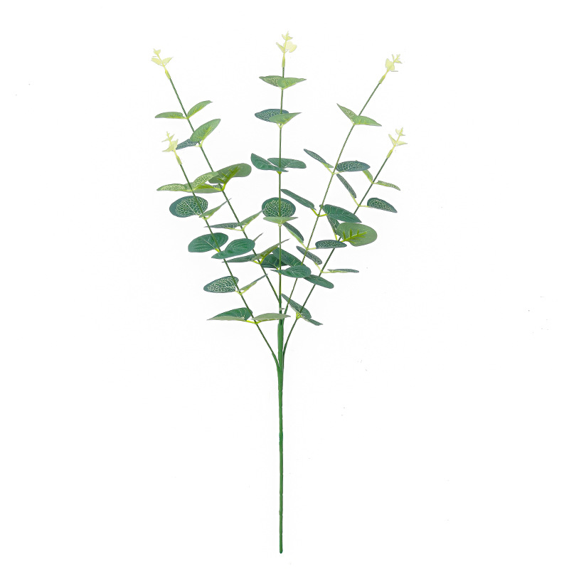 Venta caliente nueva impresión de pantalla de seda artificial solo hojas de eucalipto decoración de la boda planta artificial paquete de hojas de dinero