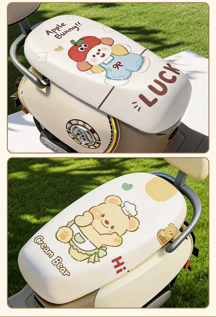 Suitable for Electric Motorcycle Models, Pu Printed Seat Cover, Electric Vehicle Seat Cushion Cover, Universal Seat Protection Cover, Electric Scooter Decoration