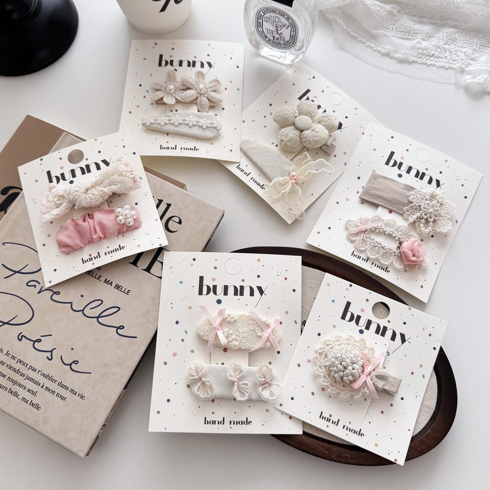 Spring and Summer Korean Fabric Lace Flower Hairpin suit Sweet Cute Children's Hair Accessories Broken Hair Side Headdress Hairpin