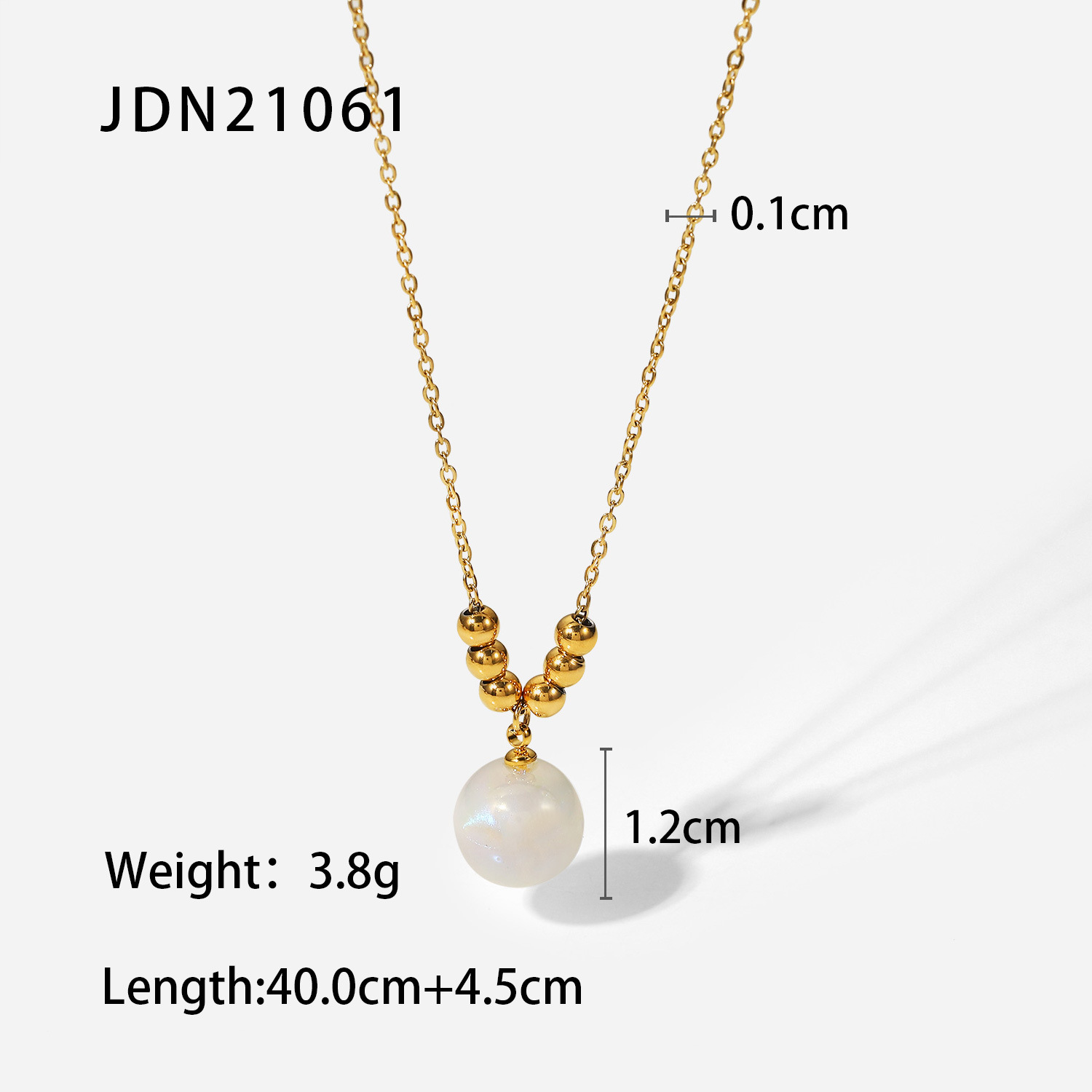 Einfache Edelstahl 18K Gold berzogen Perle Perle Halskettepicture4