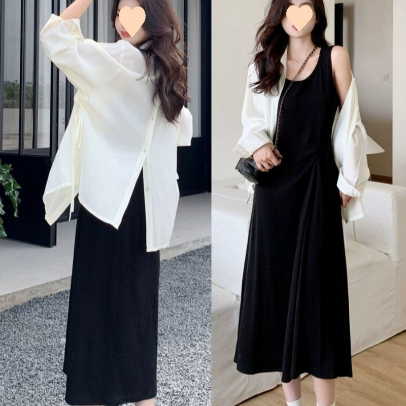 Летнее платье-жилет для женщин 2025 года с новым дизайном, разрезом сзади, завязками и эффектом стройности талии