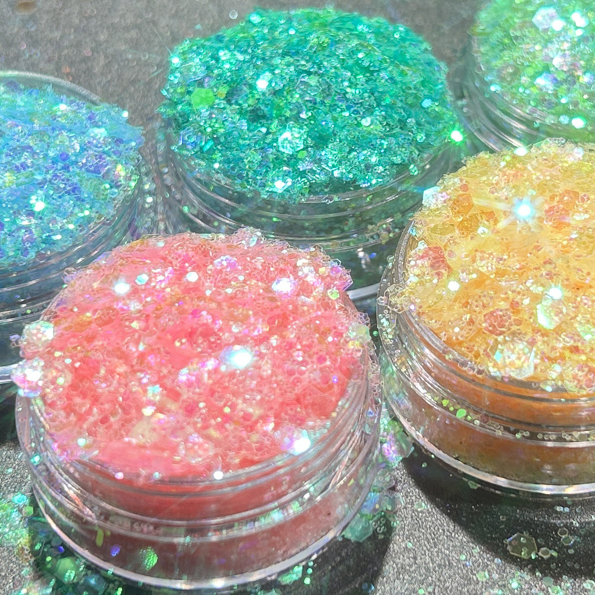 Golden Iridescent Polarized Semi-Transparent Sparkling Nail Art Glitter Transparent DIY Handmade Resin Decoration Nail Stickers