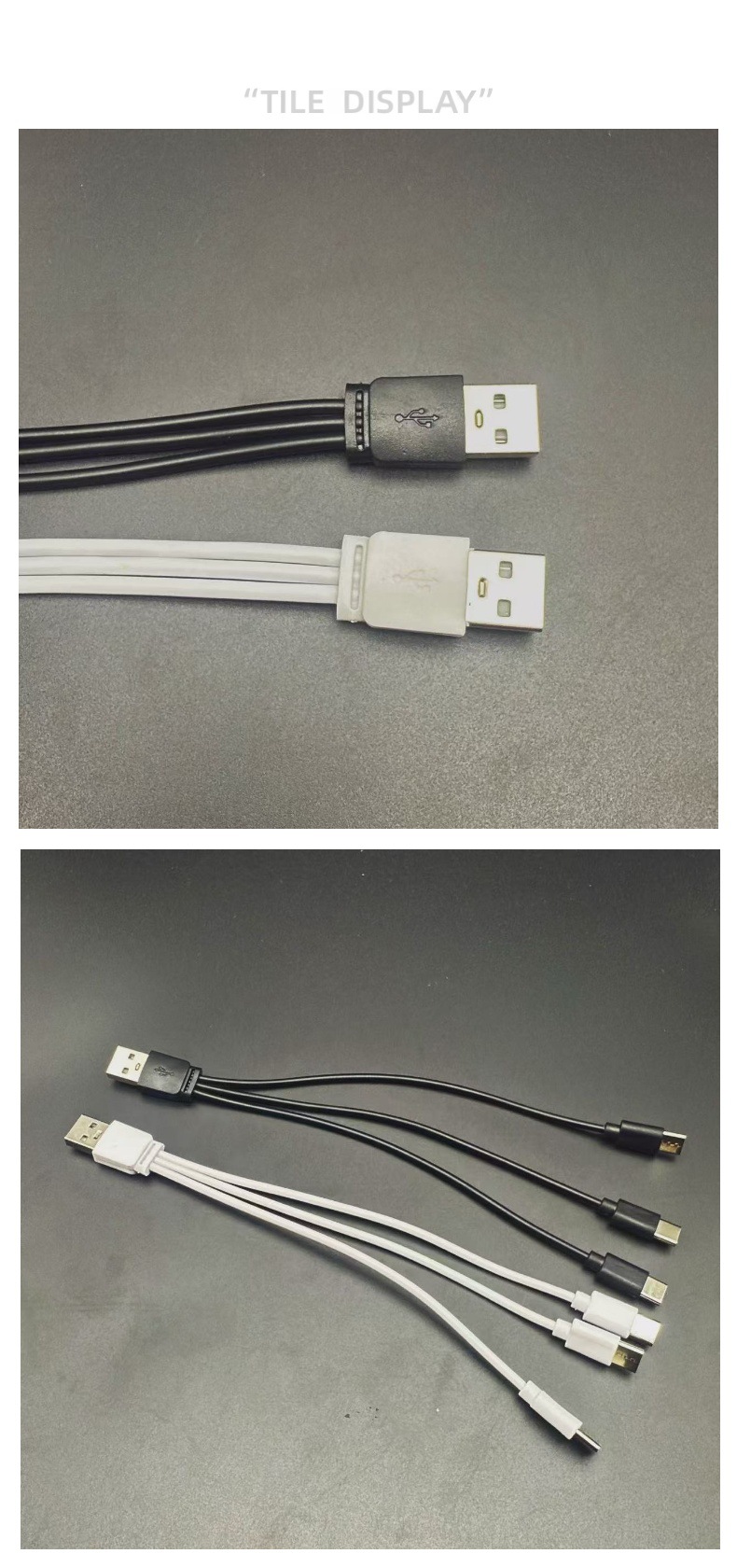 3-in-1 USB to Triple Type-C Charging Cable, Type-C Data Cable, PVC, Lithium Battery, USB Charging Cable