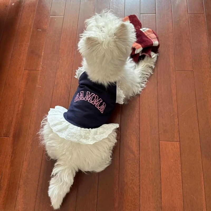 Одежда для домашних животных, весенне-летняя дышащая сексуальная кружевная кофточка для собак Тедди Бишон Померанский шпиц маленьких размеров