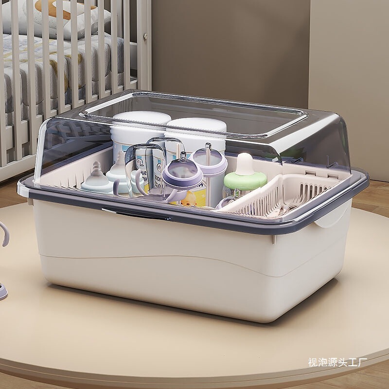 奶瓶收纳箱防尘沥水架带盖婴儿用品新生儿宝宝辅食餐具玩具收视泡|undefined