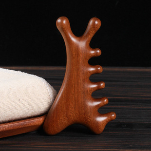 Ebony Four-in-One Multifunctional Massage Comb Natural Wooden Comb Head Dredging Meridians and Collaterals