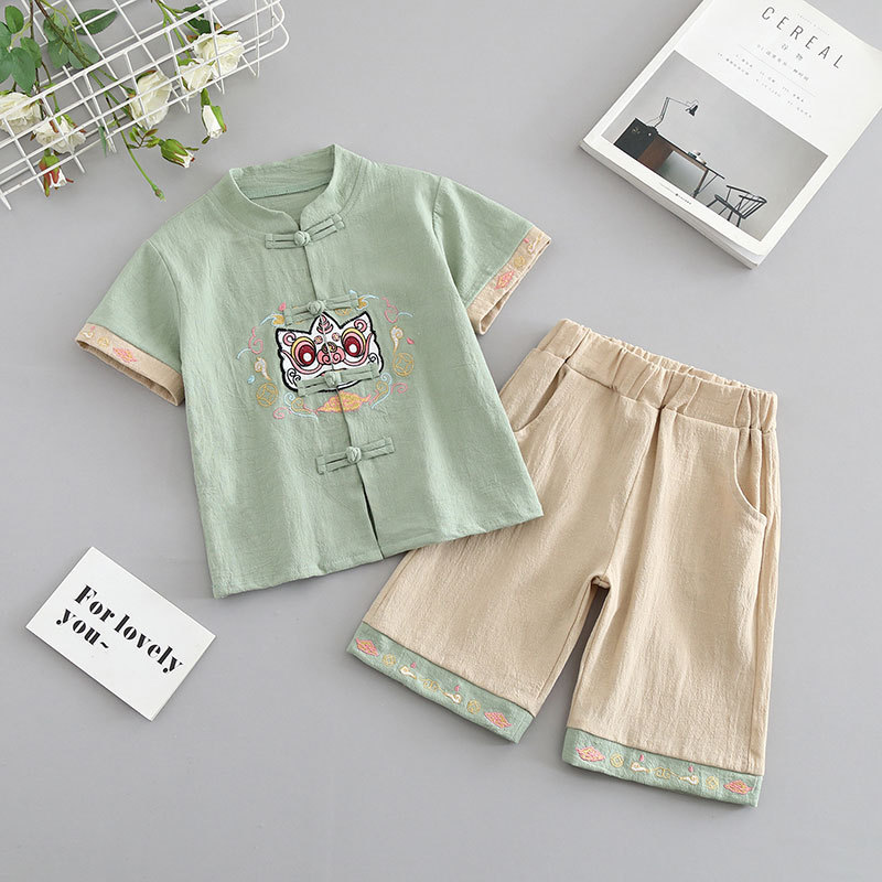 Boys' Hanfu Summer New Chinese suit Retro Baby Tang Suit Summer Antique Children's Ancient Suit Thin Chinese Style