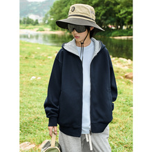 高级色外蓝内灰小众设计感中大男童拉链外套男套头卫衣开衫上衣男