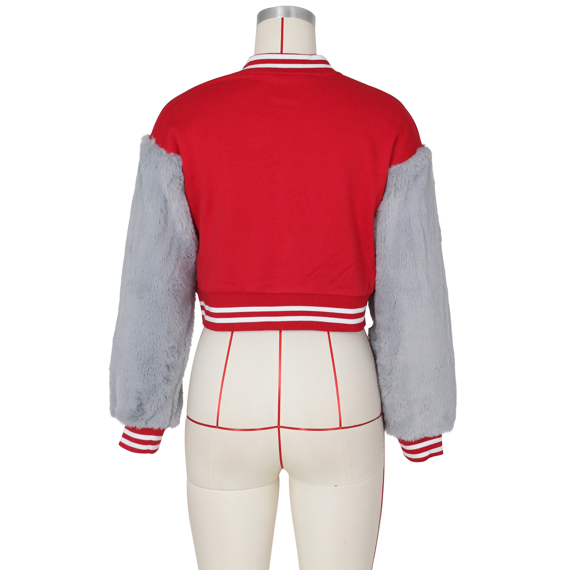 Damen Baseballjacke Mit Fellärmeln Für Den Lässigen Alltag_voghion.com