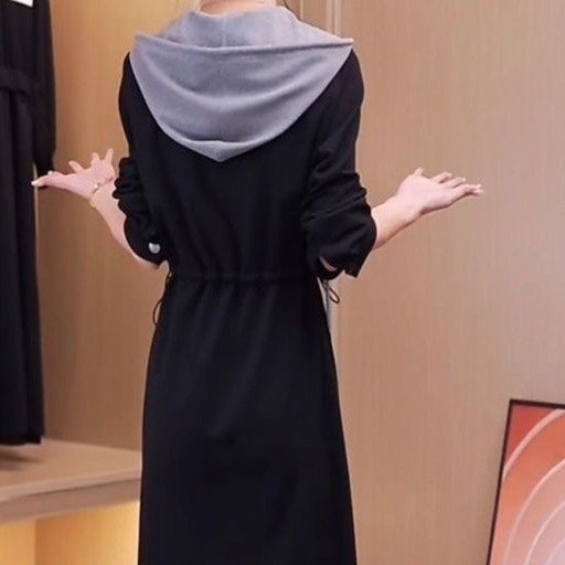 代件2025春の新型ファッション偽の2つの色を合わせて腰の洋風のワンピースの婦人服を収めます。|undefined