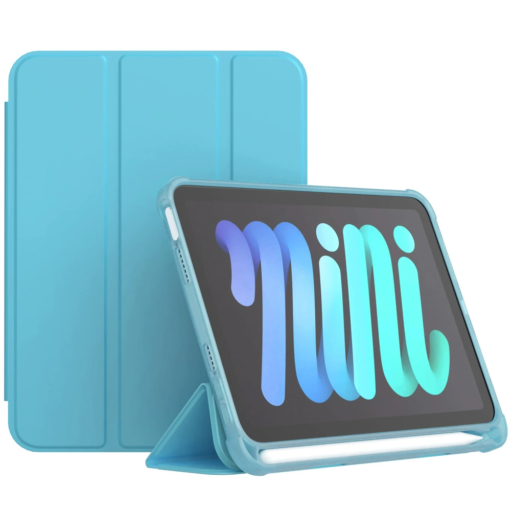 Защитный чехол (iPad) для iPad mini 6 — PU и силиконовый трёхстворчатый подставка, слот для ручки, соты против падения