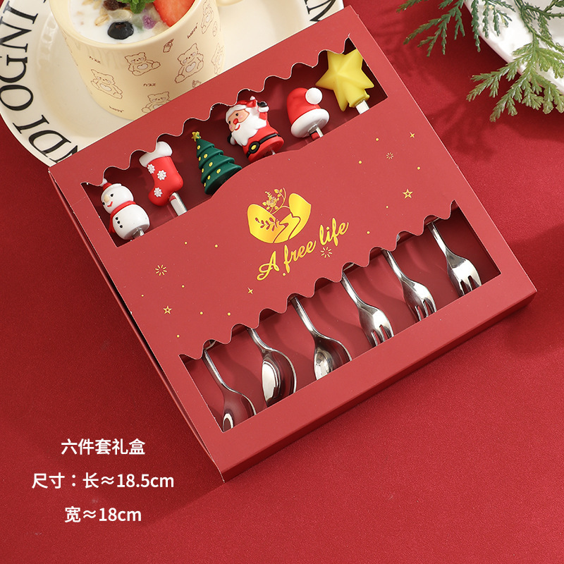 国境を越えた対外貿易304ステンレスクリスマス公仔フォークスプーンセットコーヒーもちスイーツ漫画ギフトボックス食器|undefined