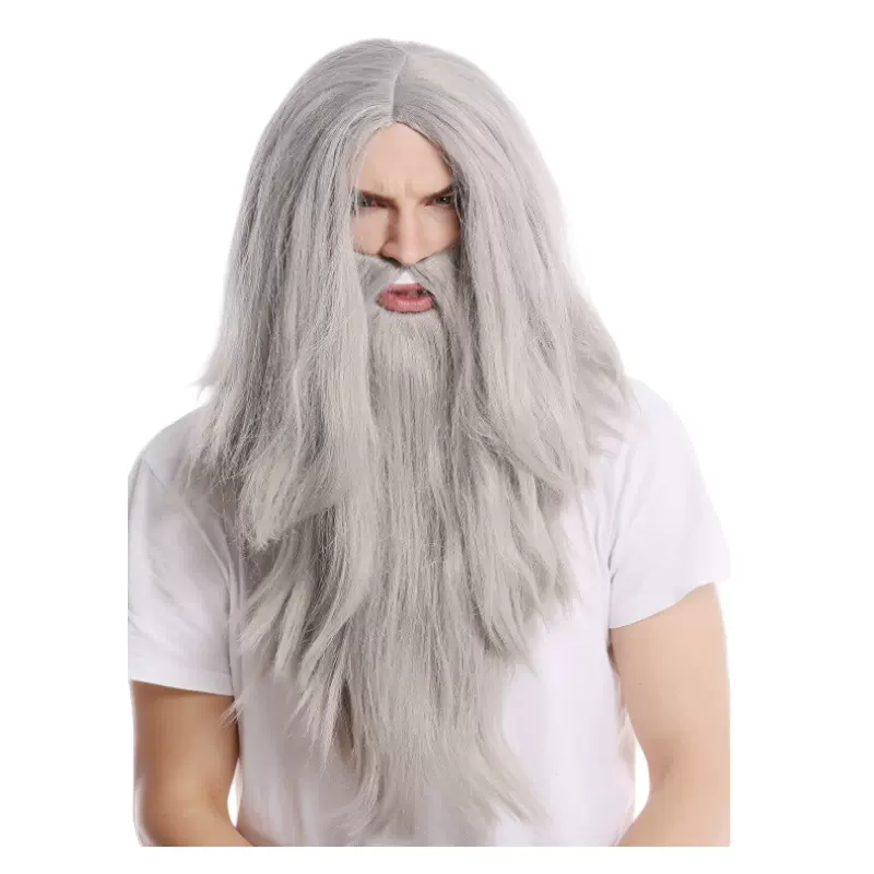 指环王霍比特人甘道夫万圣节灰色巫师假发胡子套装 耶稣圣诞头套
