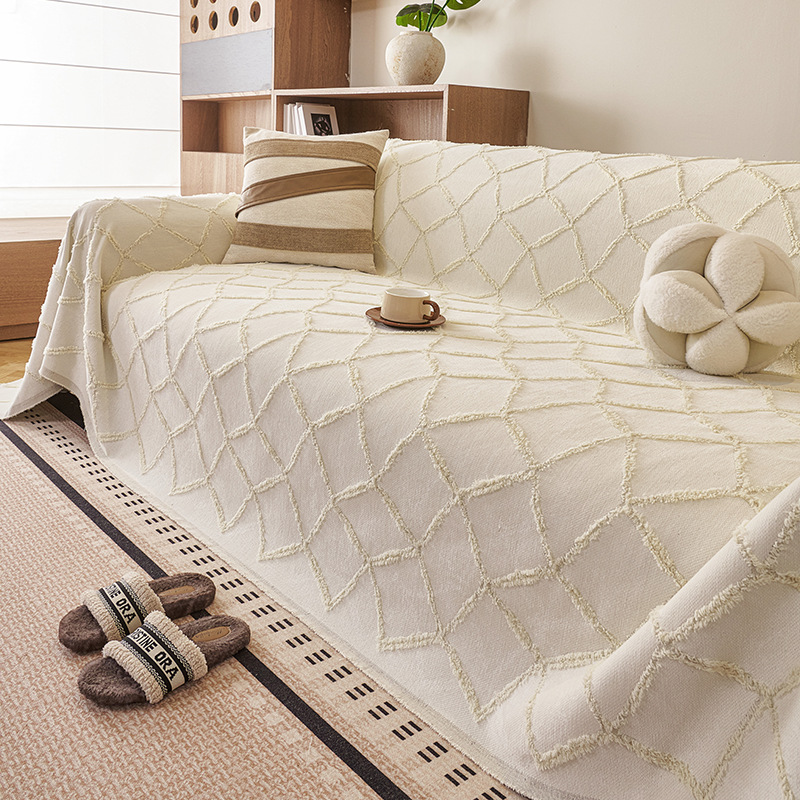Sofa Slipcover Striped Blanket, Solid Color, High-end Feel, Full-cover Sofa Cover, Dustproof Cloth, Cushion Cover_voghion.com