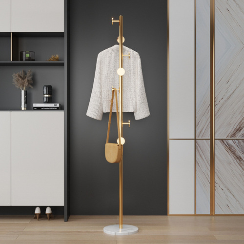 Light luxury coat rack, clothes hanger, floor-standing rod type, bedroom corner clothes rack, small storage rack