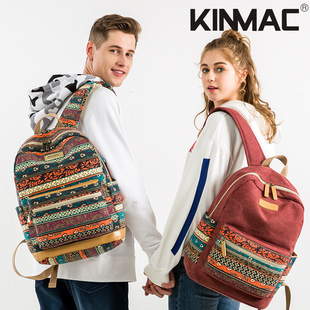 European and American retro preppy style laptop large capacity travel backpack student printed schoolbag men and women fashion
