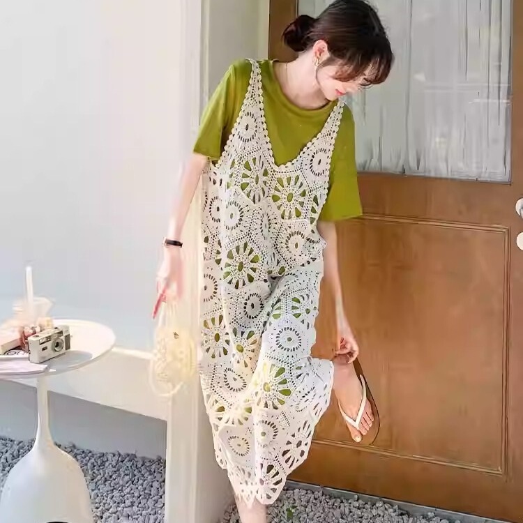 This Year's Trendy Layered Dress Set for Women, Summer 2026 New Style, French-Style T-Shirt Dress, Knitted Camisole Dress Two-Piece Set This Year's Trendy Layered Dress Set for Women, Summer 2026 New Style, French-Style T-Shirt Dress, Knitted Camisole Dress Two-Piece Set