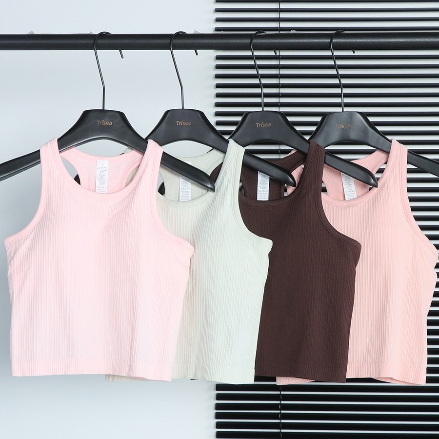 Ld Threaded Lulu Yoga Vest with Fixed Chest Pads, Beautiful Back Design, Breathable Sports Bra, in Stock Wholesale