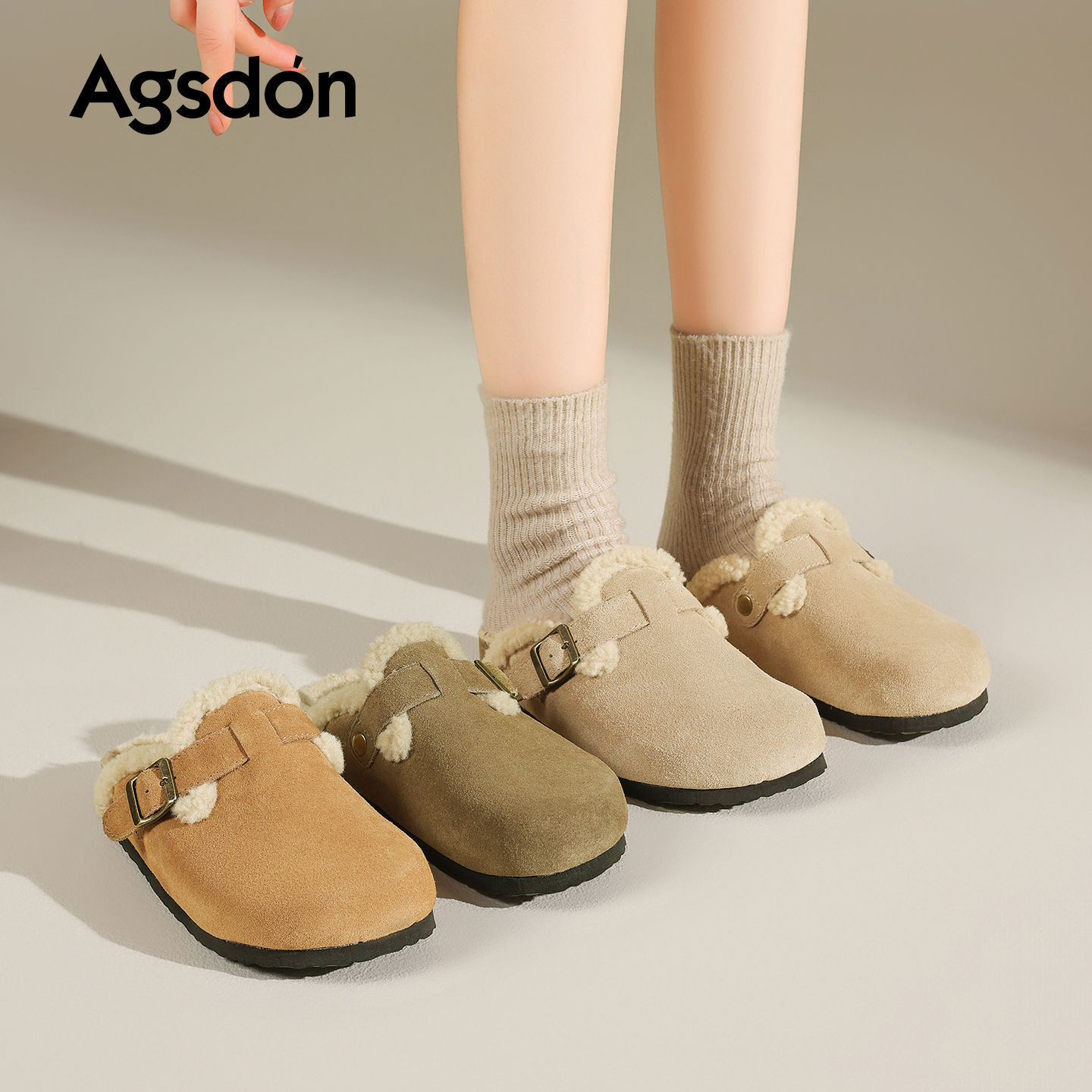 2026 nuevo estilo de primavera de zapatillas de algodón de un solo pie más veludo y grueso perezoso