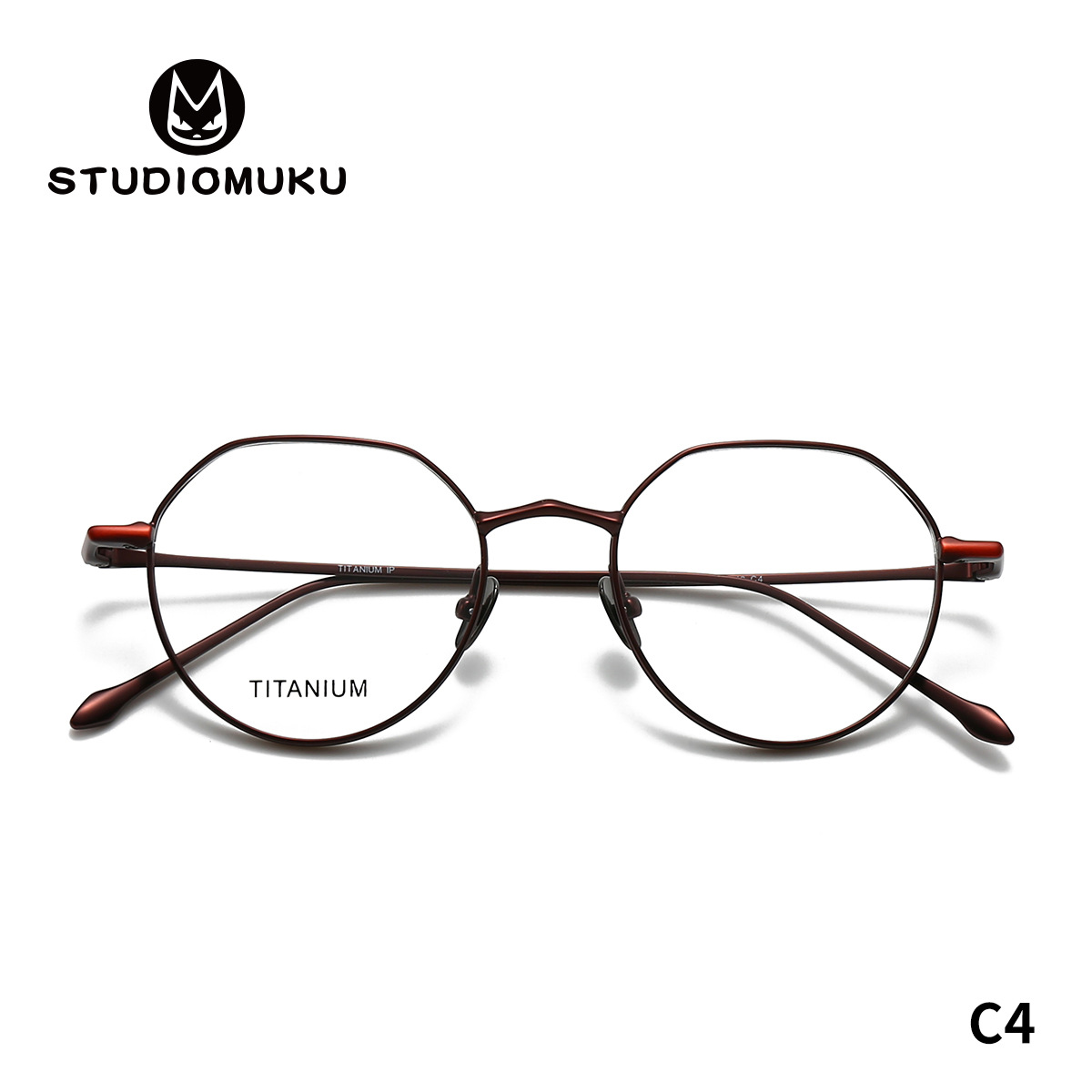 STUDIOMUKU gafas mucolas reajuste gafas de marco de marco poligonal ampliado con estructura de marco