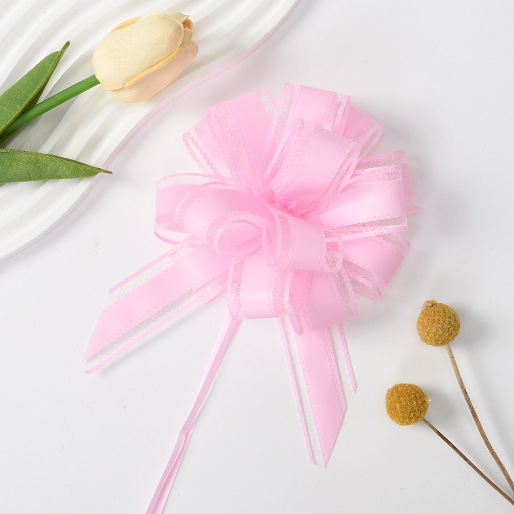Transfronterizo Amazon 30 Medio Color natural Hilo de nieve simple y elegante Flor de dibujo esférico Regalos navideños Empaquetado de flores Cinta
