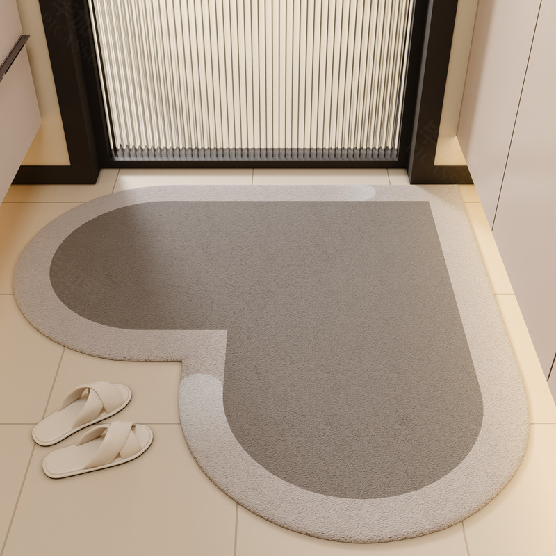 アメリカ式浴室マット珪藻泥ハート型コーナー吸水滑り止めマット家庭用トイレ入り口マット|undefined