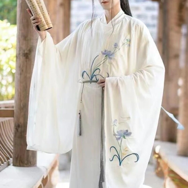 Chinese Style Song Dynasty Hanfu Men's Ancient Style Round-Neck Robe, Men's Ethereal Ancient Costume, Tang Dynasty Men's Clothing for Spring and Summer