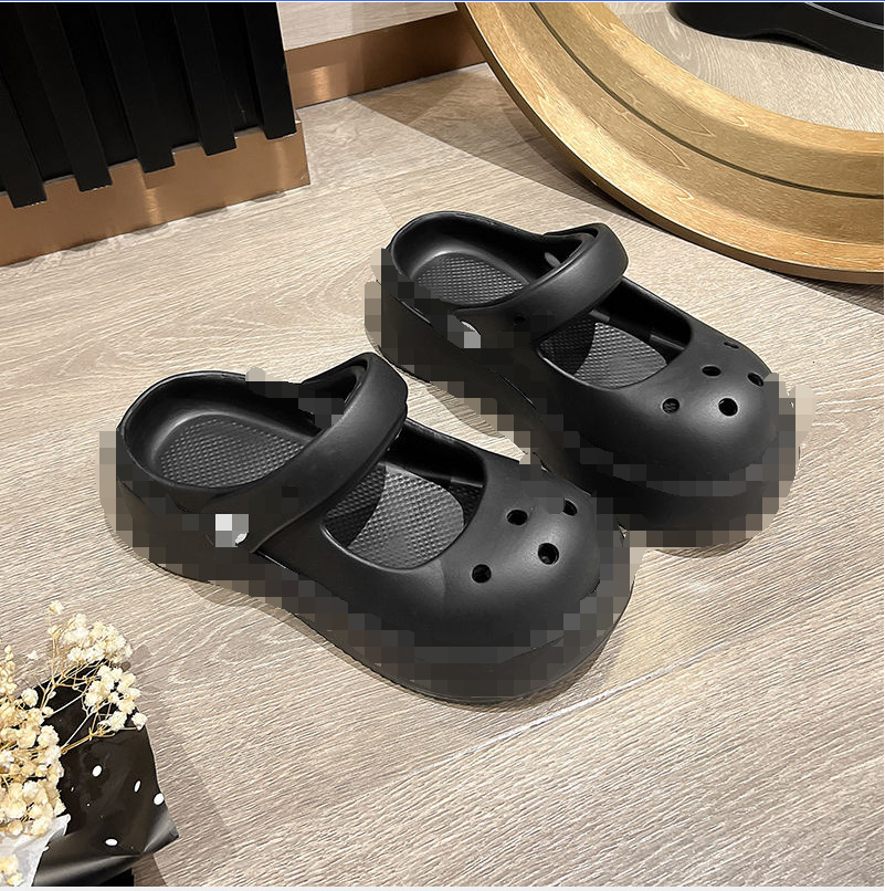 Mary Jane zapatos de agujero de fondo grueso de las mujeres antideslizante zapatillas de estilo Chanel estilo occidental de las mujeres del dedo del pie cerrado sandalias de las mujeres al aire libre