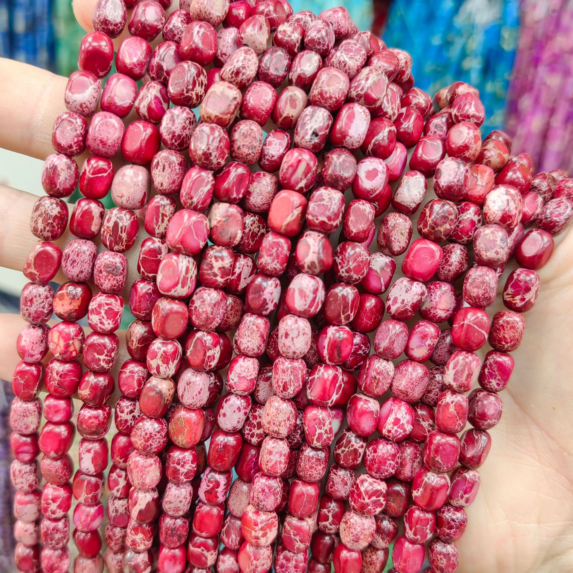 Ventas transfronterizas calientes de piedra imperial natural 5mm * 7mm con forma cuadrada multicolor perlas dispersas productos semiacabados joyas diy