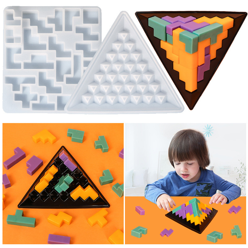 Diyパズルゲーム最強脳ピラミッドパズルブロック金型積み木玩具山積み音楽|undefined