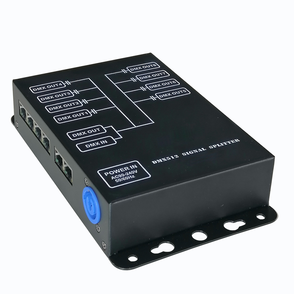 8 방향 RJ-45 네트워크 포트 DMX512 신호 증폭기 바 무대 빛 광전 격리 신호 향상 분배기