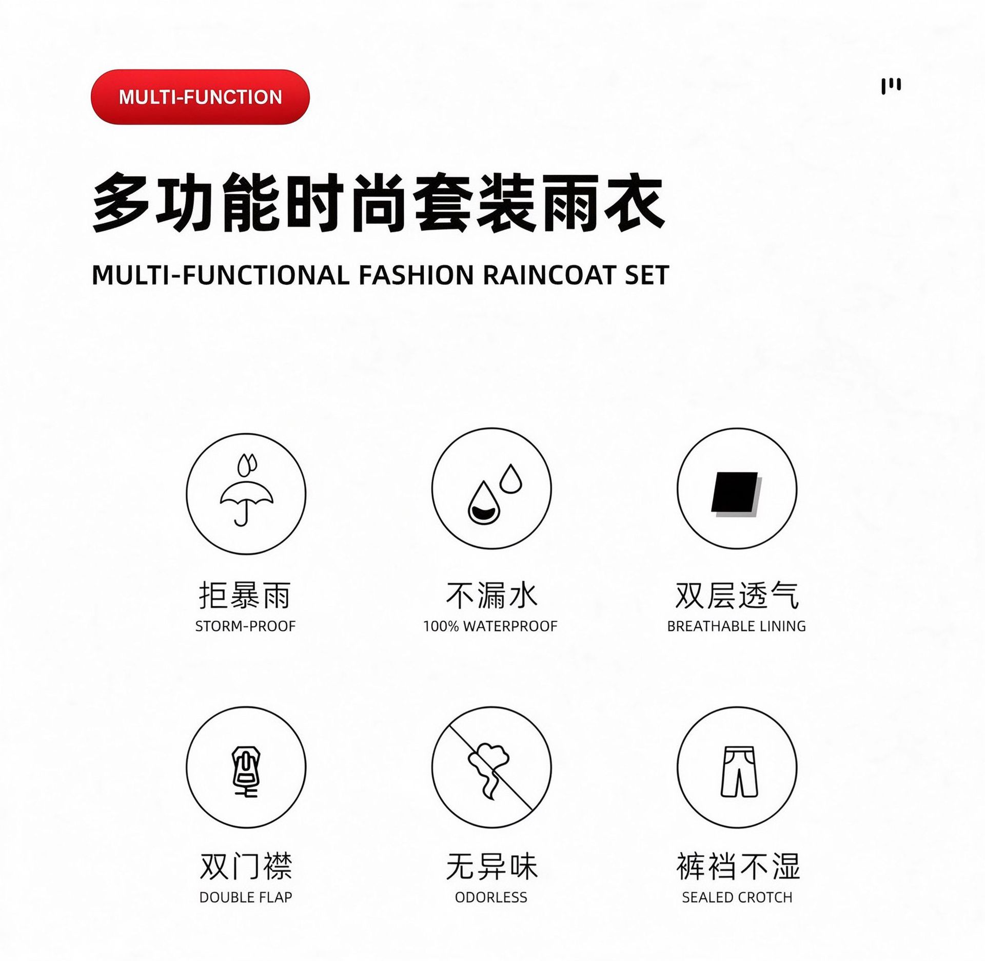 Cross-border Raincoat Set Outdoor Commute Construction Municipal Cycling Split Raincoat Raincoat-Black
