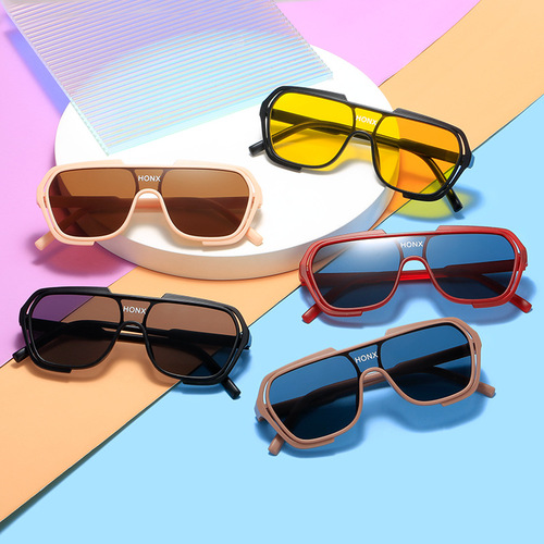 Children's sunglasses, fashionable one-piece large-frame sunglasses, anti-UV, personalized street photography, boys and girls, trendy glasses